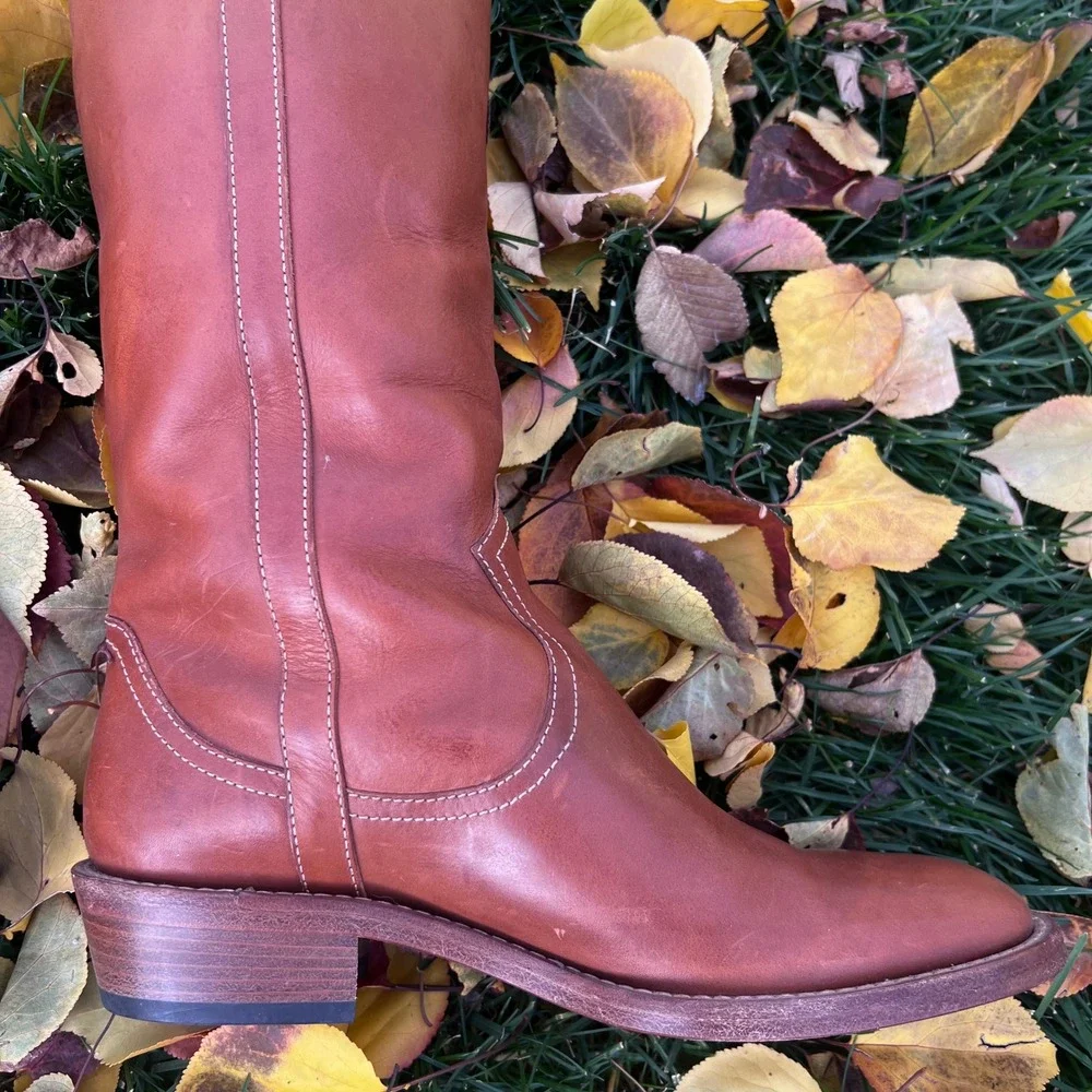 Re/Done‎ Brown Leather Thigh-High Boots Western
